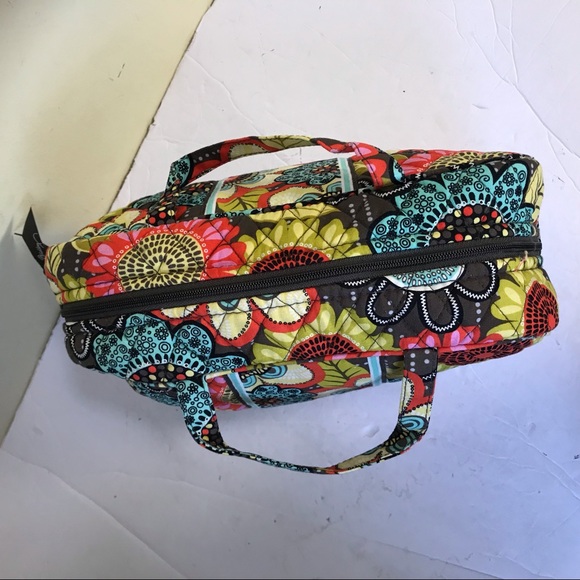 VERA BRADLEY Floral Cotton Satchel Bag Travel Purse Cosmetic Pockets Duffle Zip - Picture 6 of 12
